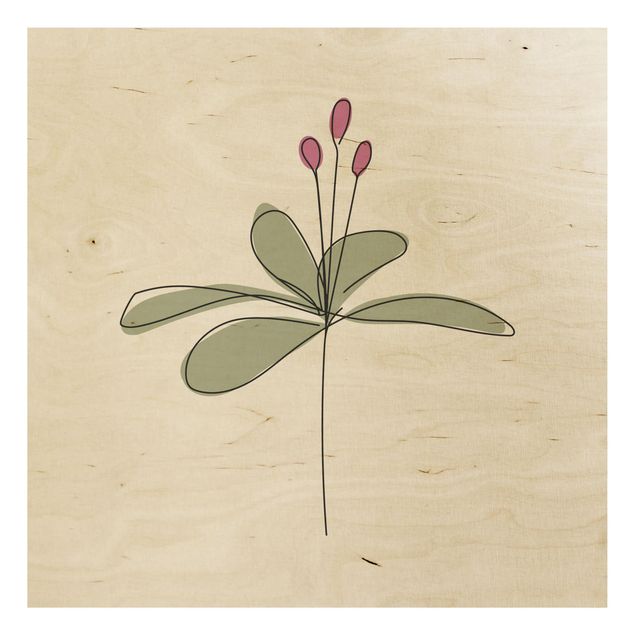 Print on wood - Lily Line Art
