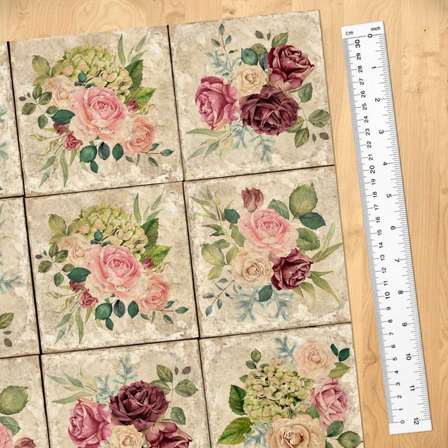 Adhesive film for furniture - Vintage Roses And Hydrangea
