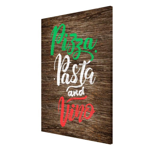 Magnetic memo board - Pizza Pasta and Vino On Wooden Board