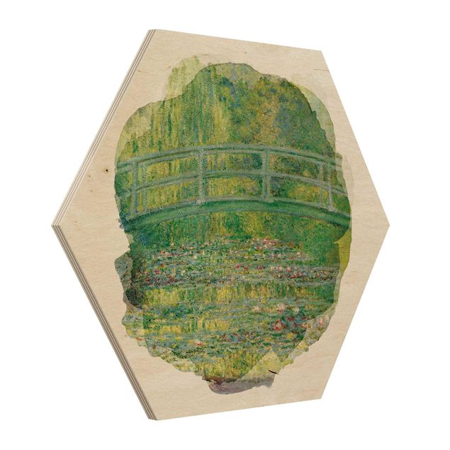Wooden hexagon - Water Colours - Claude Monet - Japanese Bridge