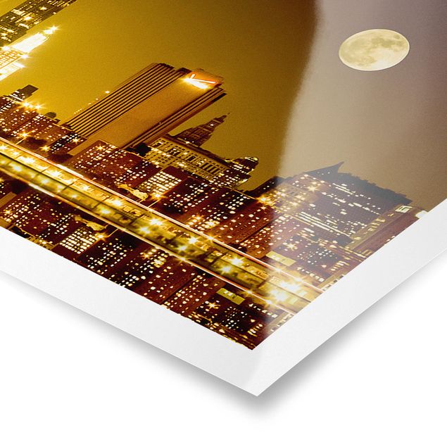 Panoramic poster architecture & skyline - Golden New York