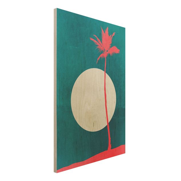 Print on wood - Palm Tree Carribean