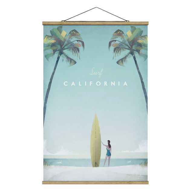 Fabric print with poster hangers - Travel Poster - California