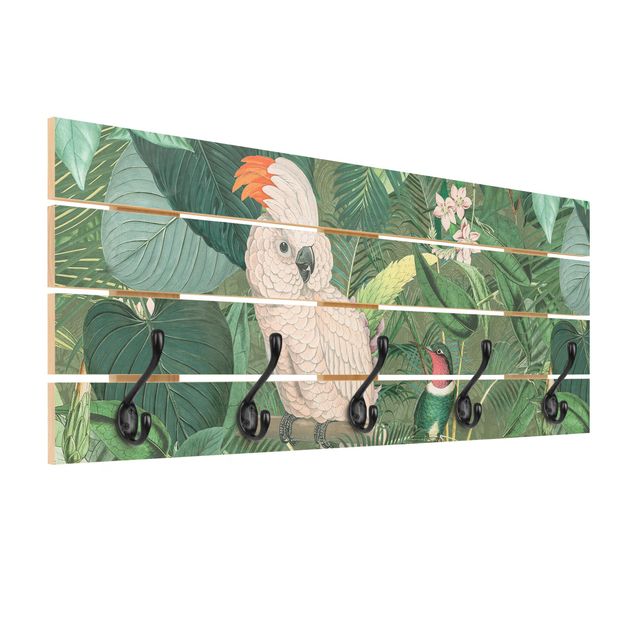 Coat rack - Vintage Collage - Kakadu And Hummingbird