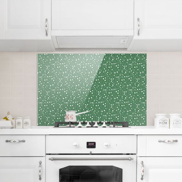 Glass splashback kitchen abstract Natural Pattern Growth With Dots On Green
