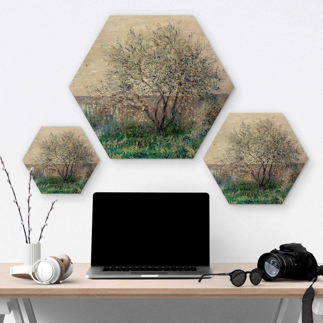 Wooden hexagon - Claude Monet - Spring in Vétheuil