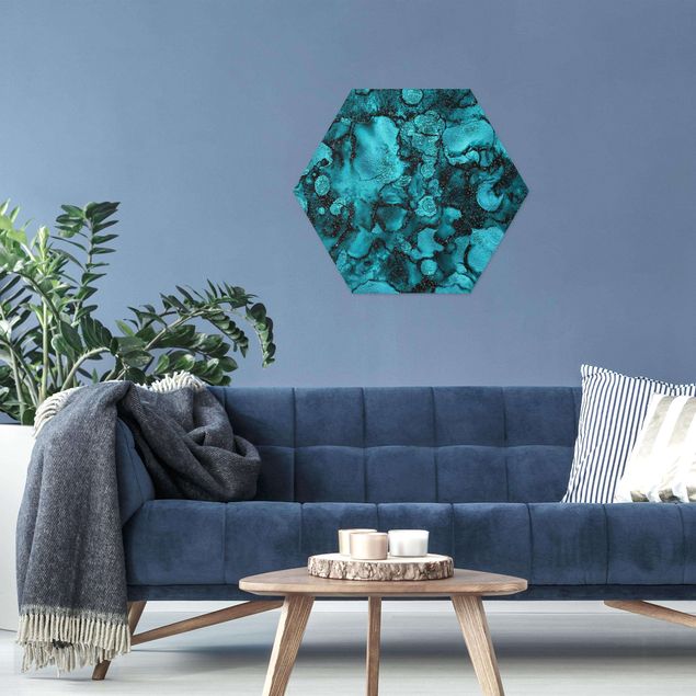 Hexagon Picture Forex - Turquoise Drop With Glitter