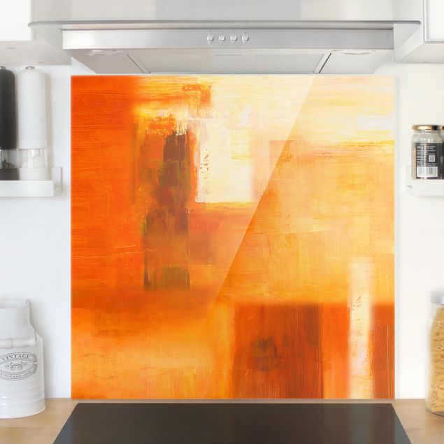Glass splashback art print Petra Schüßler - Composition In Orange And Brown 02