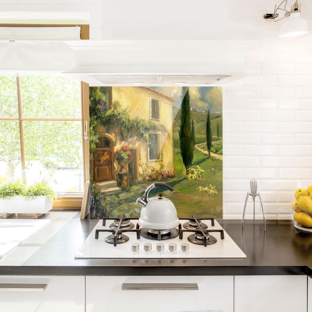 Glass splashback kitchen landscape Italian Landscape - Cypress