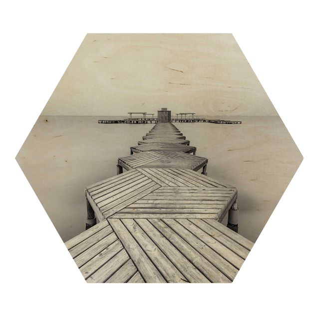 Wooden hexagon - Wooden Pier In Black And White