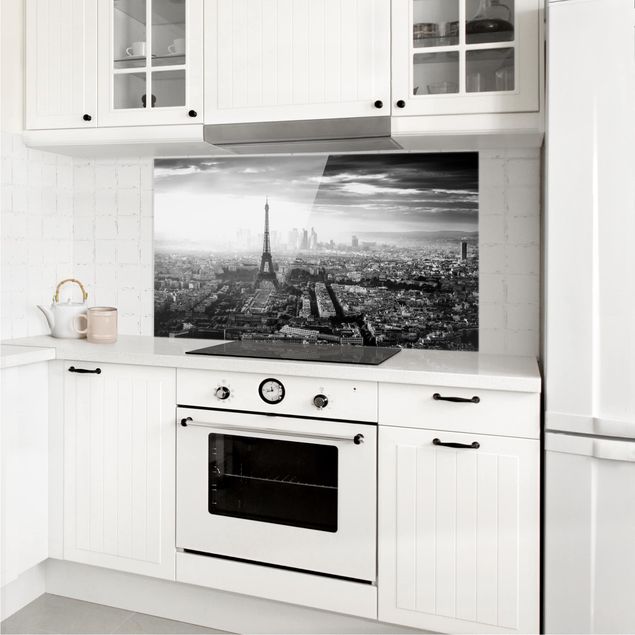 Glass splashbacks The Eiffel Tower From Above Black And White