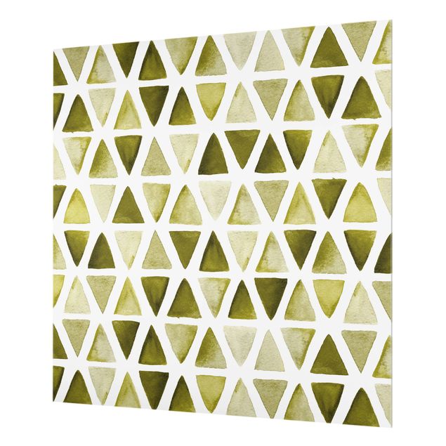 Splashback - Olive Coloured Watercolour Triangles - Square 1:1