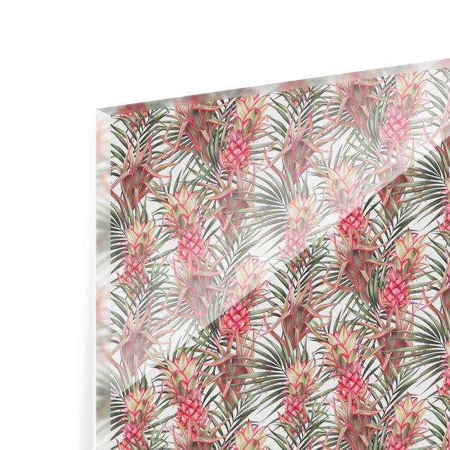 Splashback - Red Pineapple With Palm Leaves Tropical - Landscape format 2:1