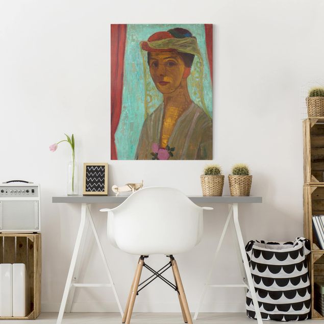 Print on canvas - Paula Modersohn-Becker - Self-Portrait with a Hat and Veil