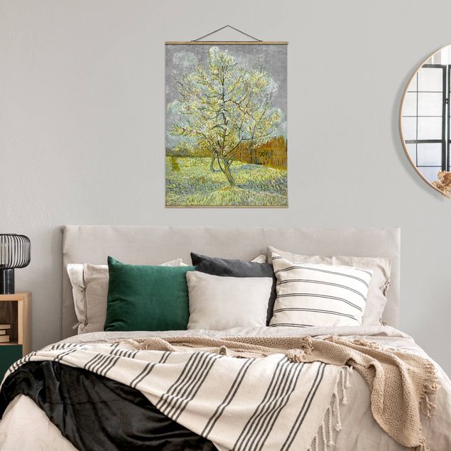 Fabric print with poster hangers - Vincent van Gogh - Flowering Peach Tree