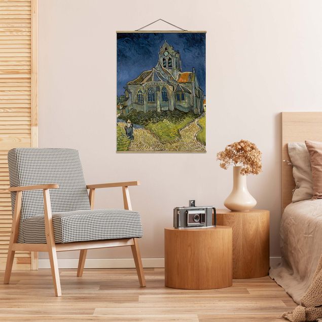 Fabric print with poster hangers - Vincent van Gogh - The Church at Auvers