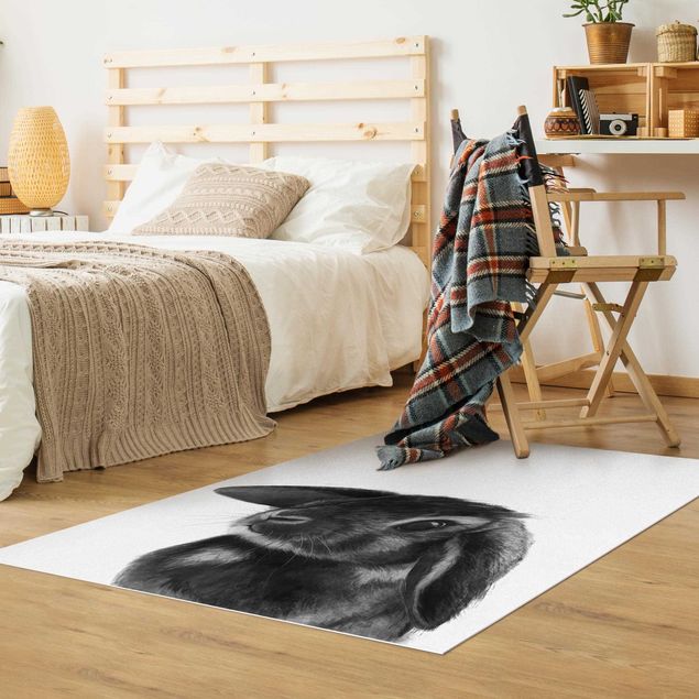 Modern rugs Illustration Rabbit Black And White Drawing