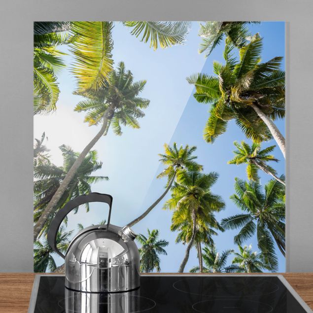 Glass splashback kitchen landscape Palm Tree Canopy