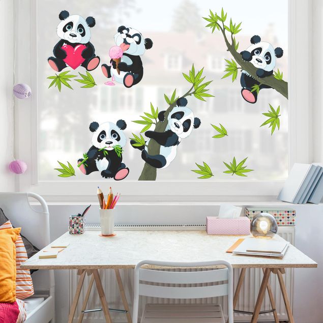 Window sticker kids - Panda Bear Set Heart