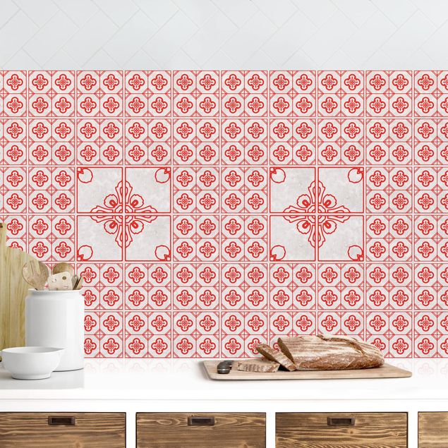 Kitchen splashback patterns Postage Red