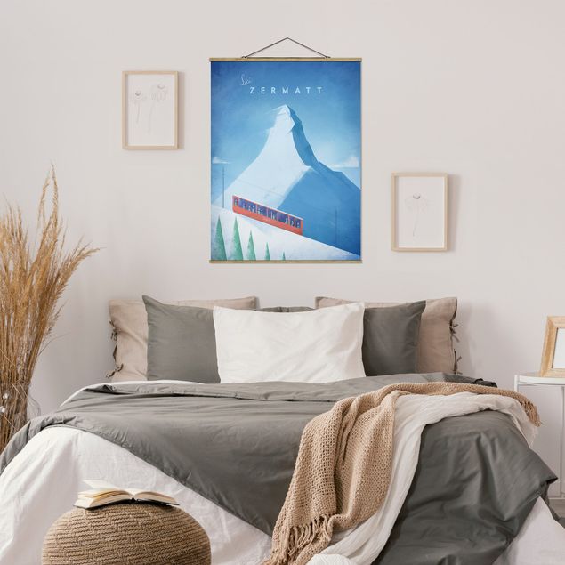 Fabric print with poster hangers - Travel Poster - Zermatt