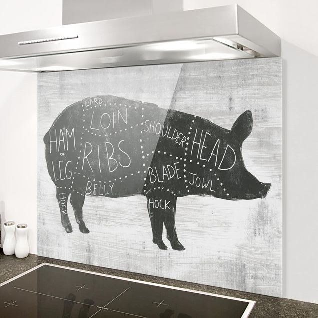 Glass splashback animals Butcher Board - Pig