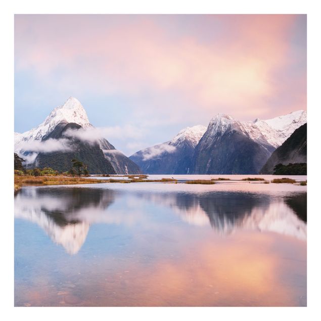 Glass Splashback - Mountains At A Stretch Of Water - Square 1:1