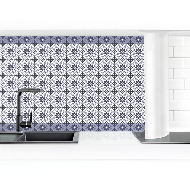 Kitchen wall cladding - Geometrical Tile Mix Flower Purple