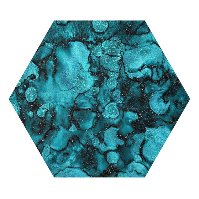 Hexagon Picture Forex - Turquoise Drop With Glitter