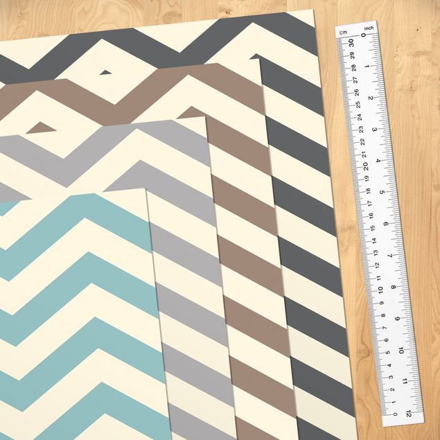 Adhesive film - Modern Zigzag Stripe Pattern In 4 Homely Colours