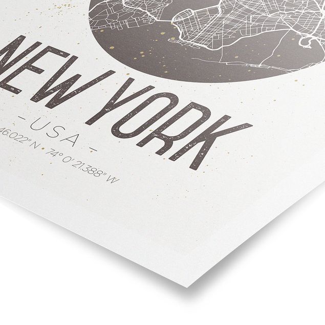 Poster city, country & world maps - New York City Map - Retro