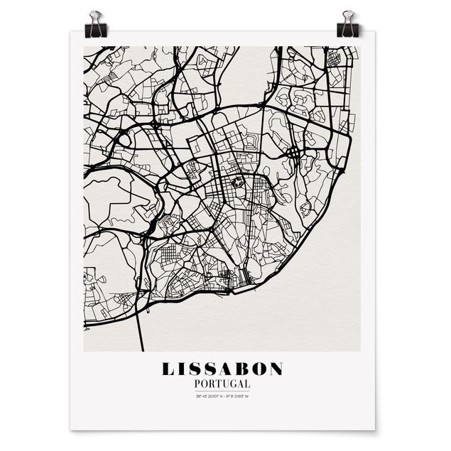 Poster city, country & world maps - Lisbon City Map - Classic