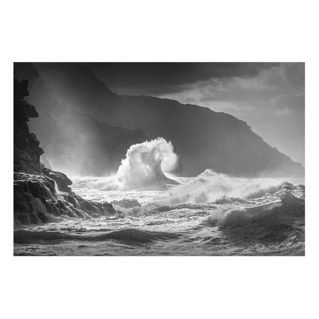 Magnetic memo board - Raging Waves Black And White