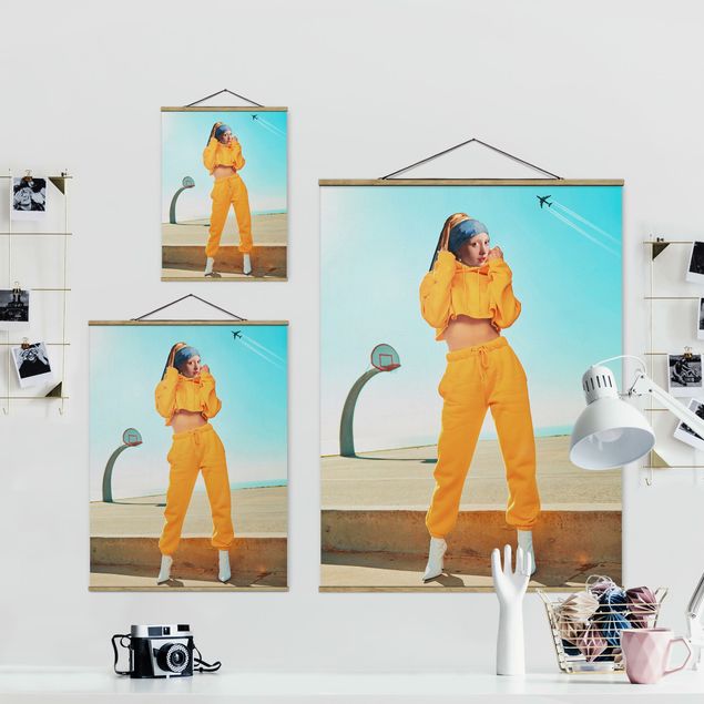 Fabric print with poster hangers - Girl With Sweatpants