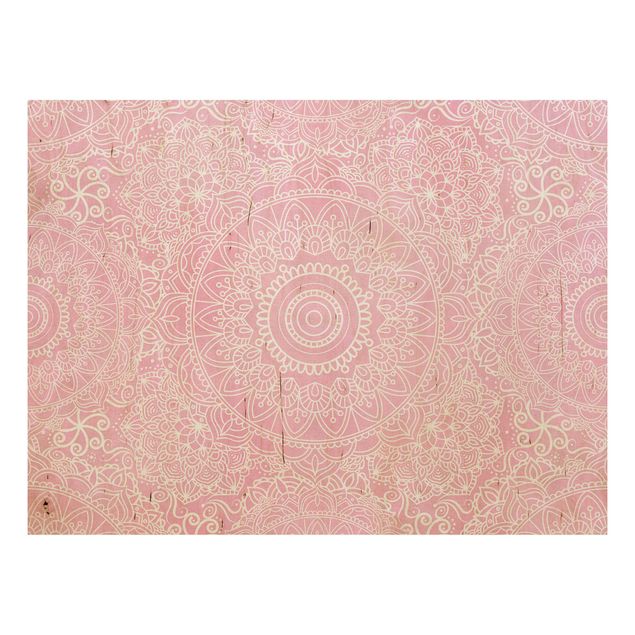 Print on wood - Pattern Mandala Light Pink