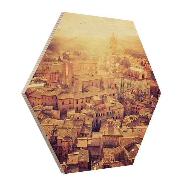 Wooden hexagon - Fiery Siena