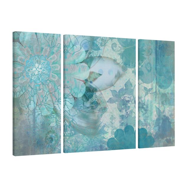 Print on canvas 3 parts - Winter Flowers