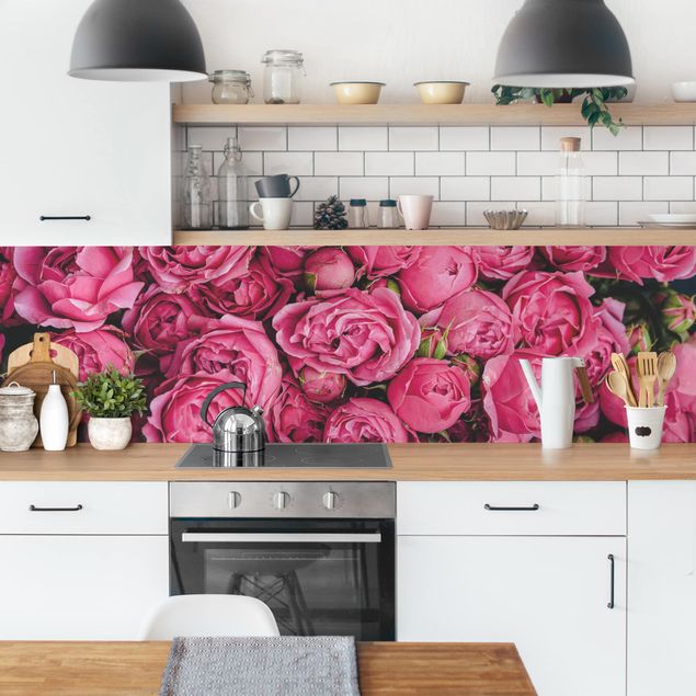 Kitchen wall cladding - Pink Peonies