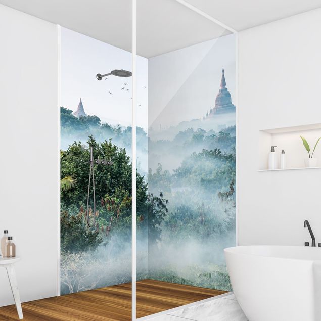 Shower wall cladding - Morning Fog Over The Jungle Of Bagan