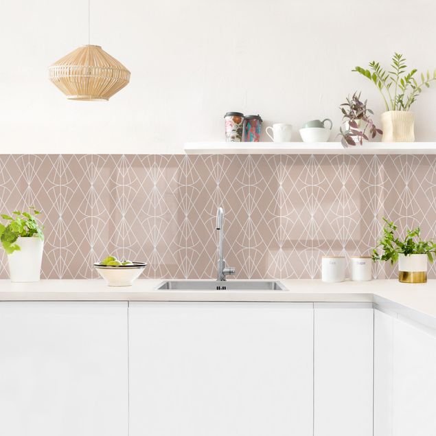 Kitchen wall cladding - Art Deco Diamond Pattern In Front Of Beige XXL