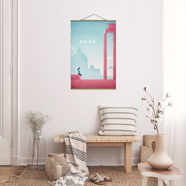 Fabric print with poster hangers - Travel Poster - Rome