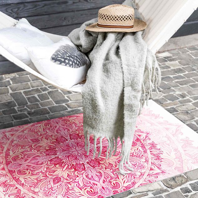 Outdoor rugs Mandala Watercolour Ornament Pink