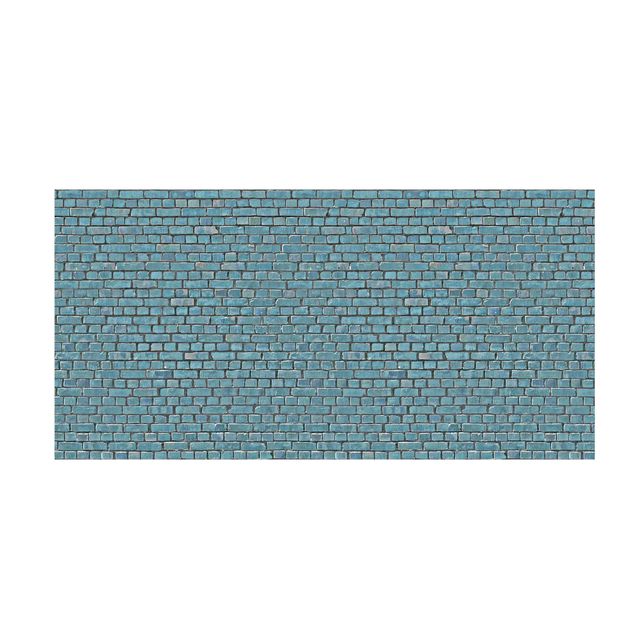 modern area rugs Brick Wall Wallpaper Turquoise Blue