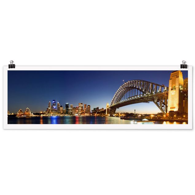 Panoramic poster architecture & skyline - Sydney At Night