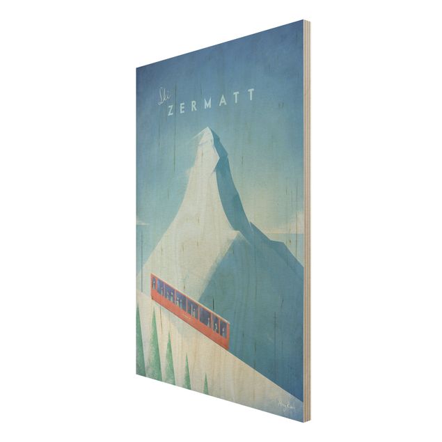 Print on wood - Travel Poster - Zermatt