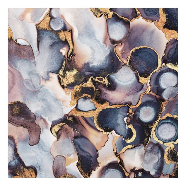 Glass splashback stone Marble Watercolor With Gold