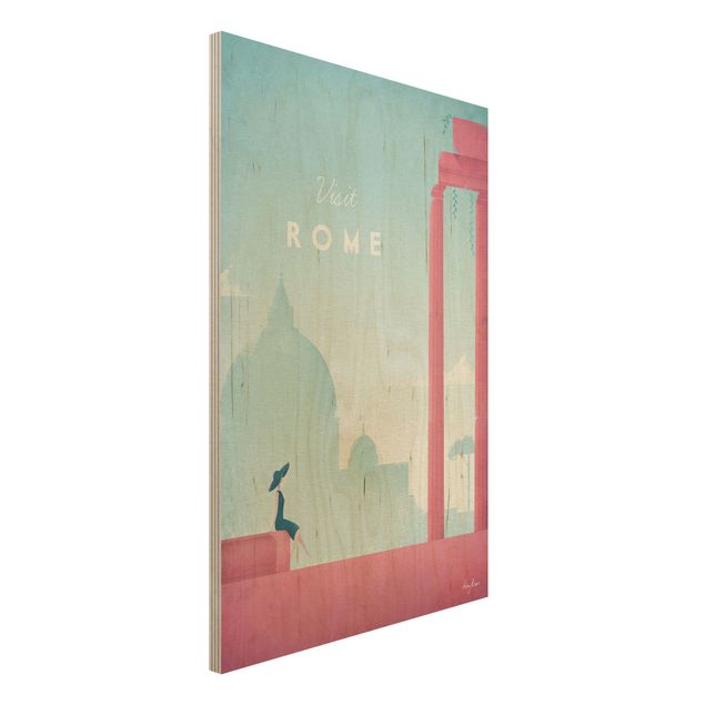 Print on wood - Travel Poster - Rome