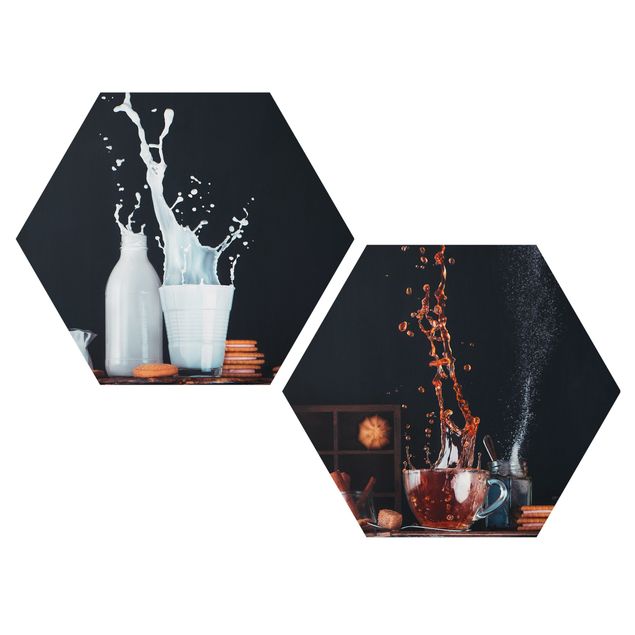 Alu-Dibond hexagon - Milk And Tea Composition