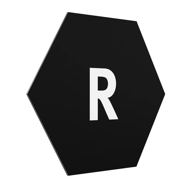 Alu-Dibond hexagon - Letter Black R