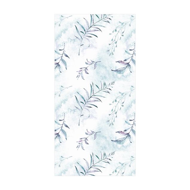 jungle theme rug Watercolour Branches In Mint Blue